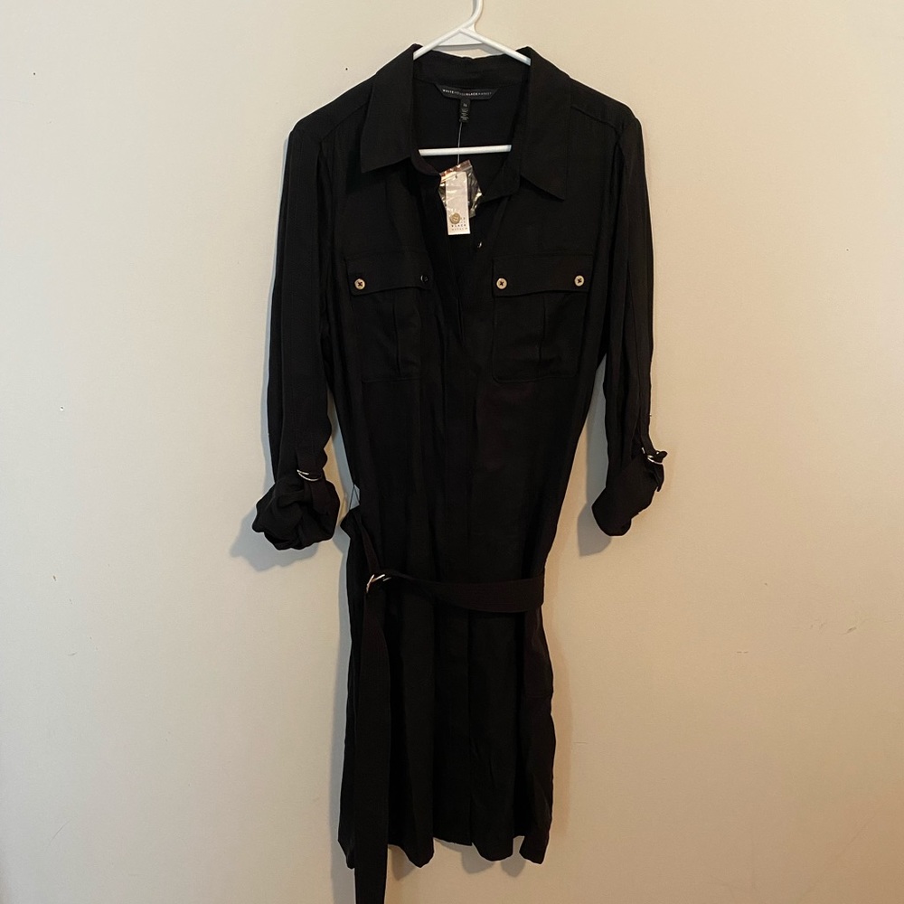 White House Black Market Long-sleeved Twill Dress